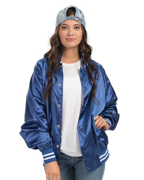 Augusta Sportswear Unisex Satin Baseball Jacket Striped Trim