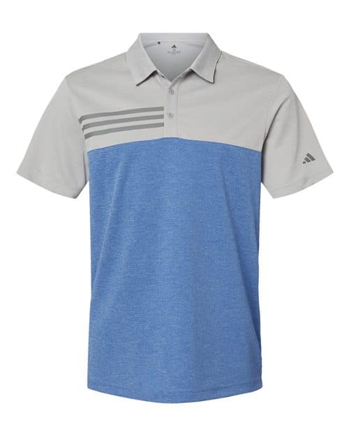 Adidas Men's Heathered Colorblocked 3-Stripes Polo