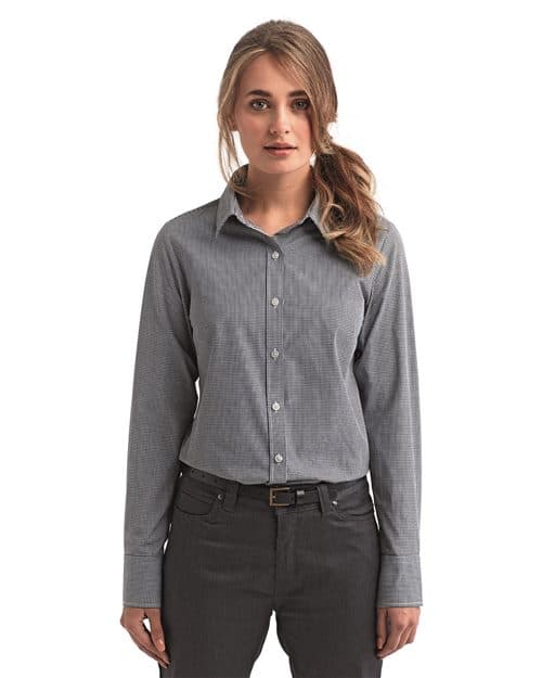 Artisan Collection by Reprime Women's Microcheck Gingham Cotton Shirt
