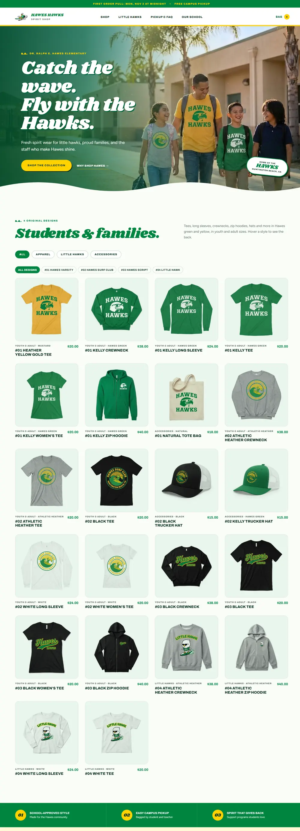 The Hawes Hawks Spirit Shop store on a desktop screen